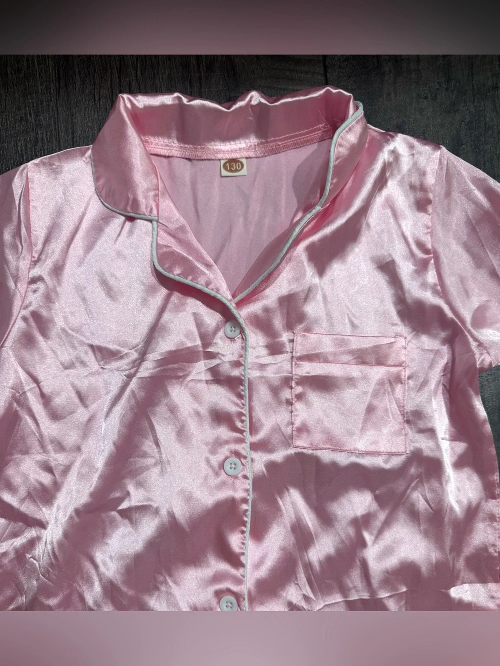 Little Girls Light Pink Satin 2 piece Pajama Set Long Sleeve size 5-6Y